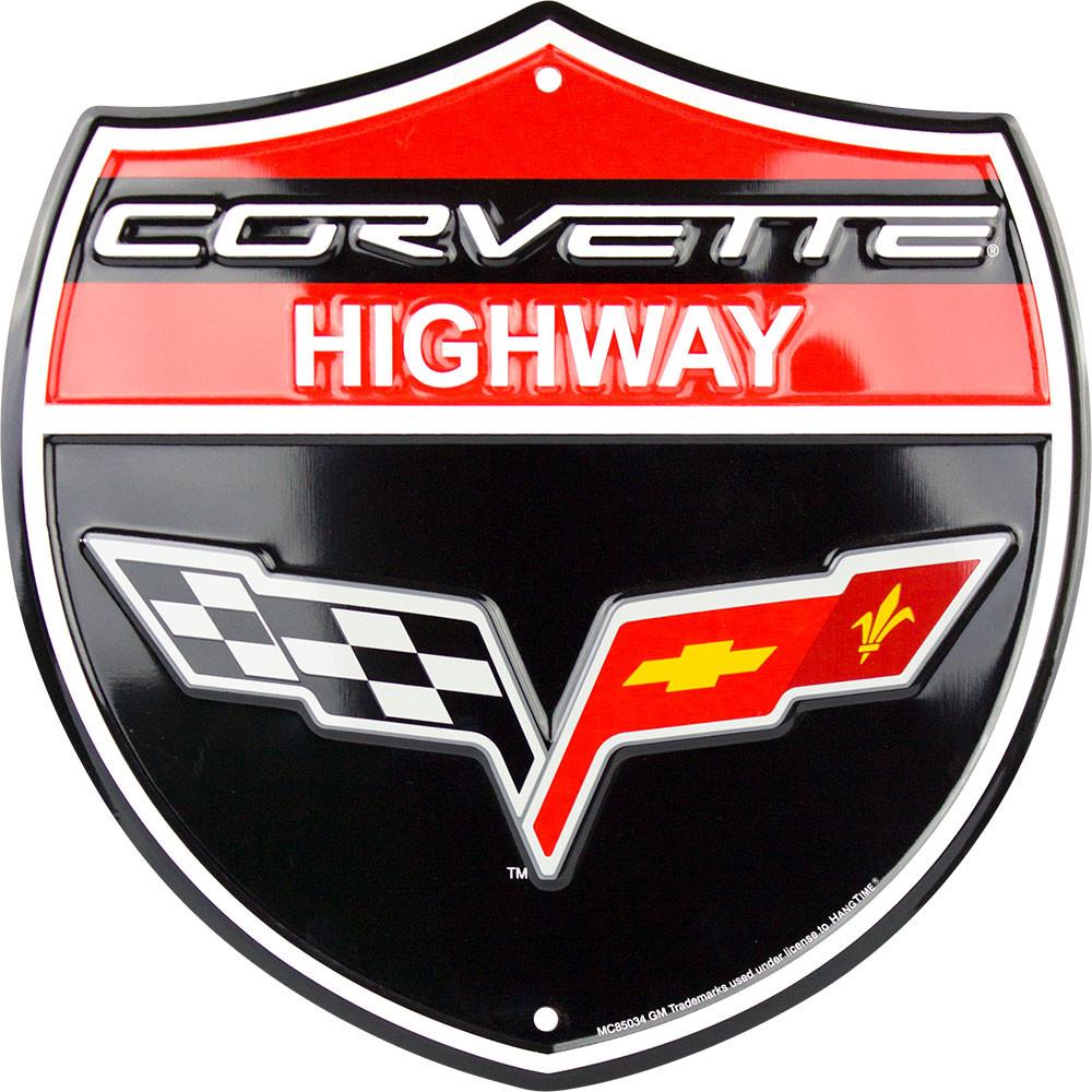 Metal Sign - Corvette Highway Shield