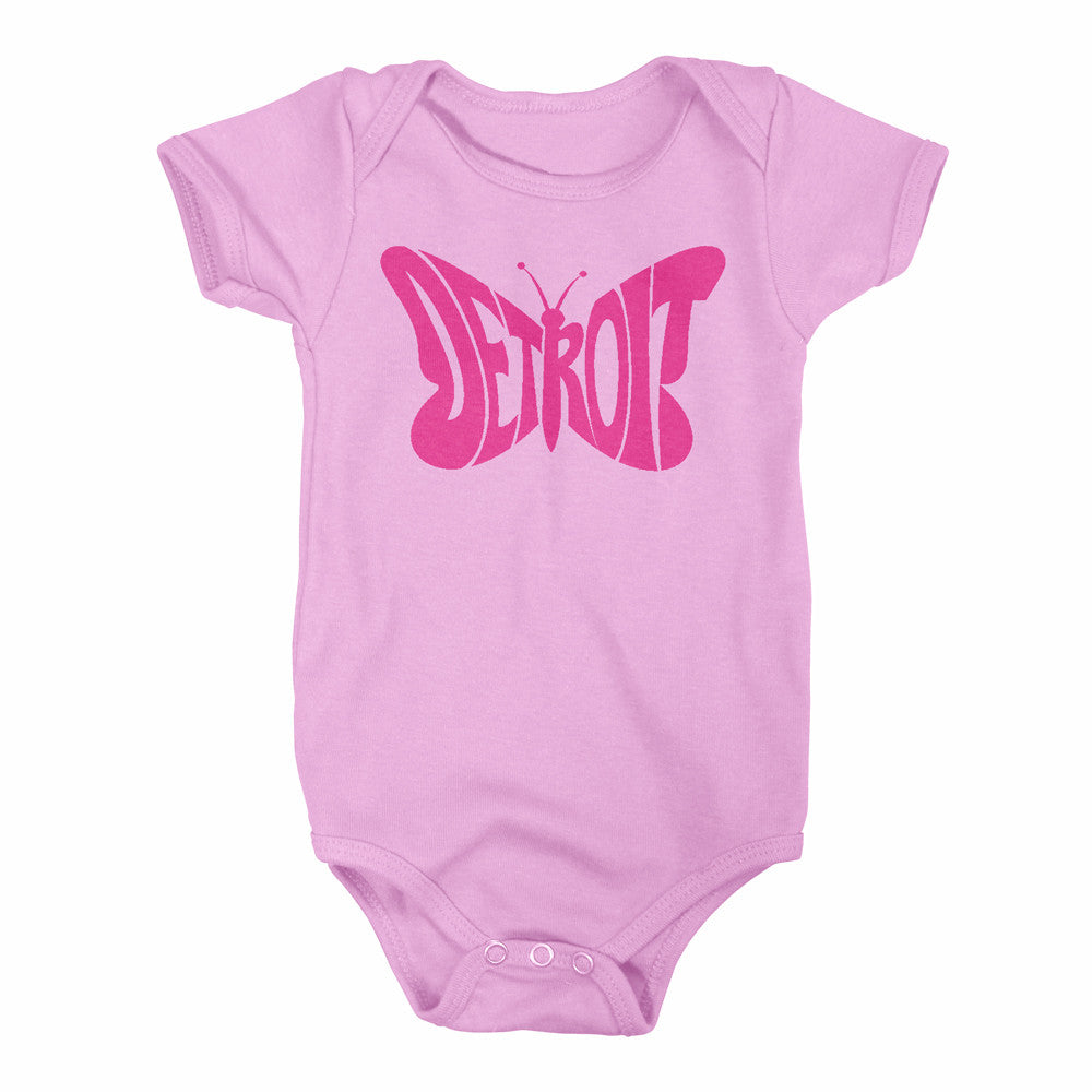 Baby Onesie - Detroit Butterfly - Pink-Onesies-Detroit Shirt Company