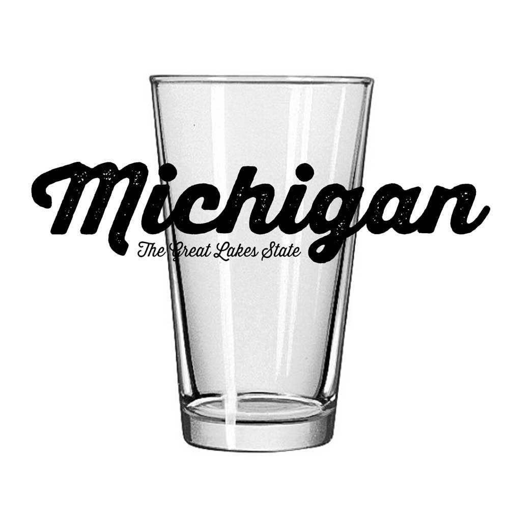 Pint Glass - Michigan Script-Glassware-Detroit Shirt Company