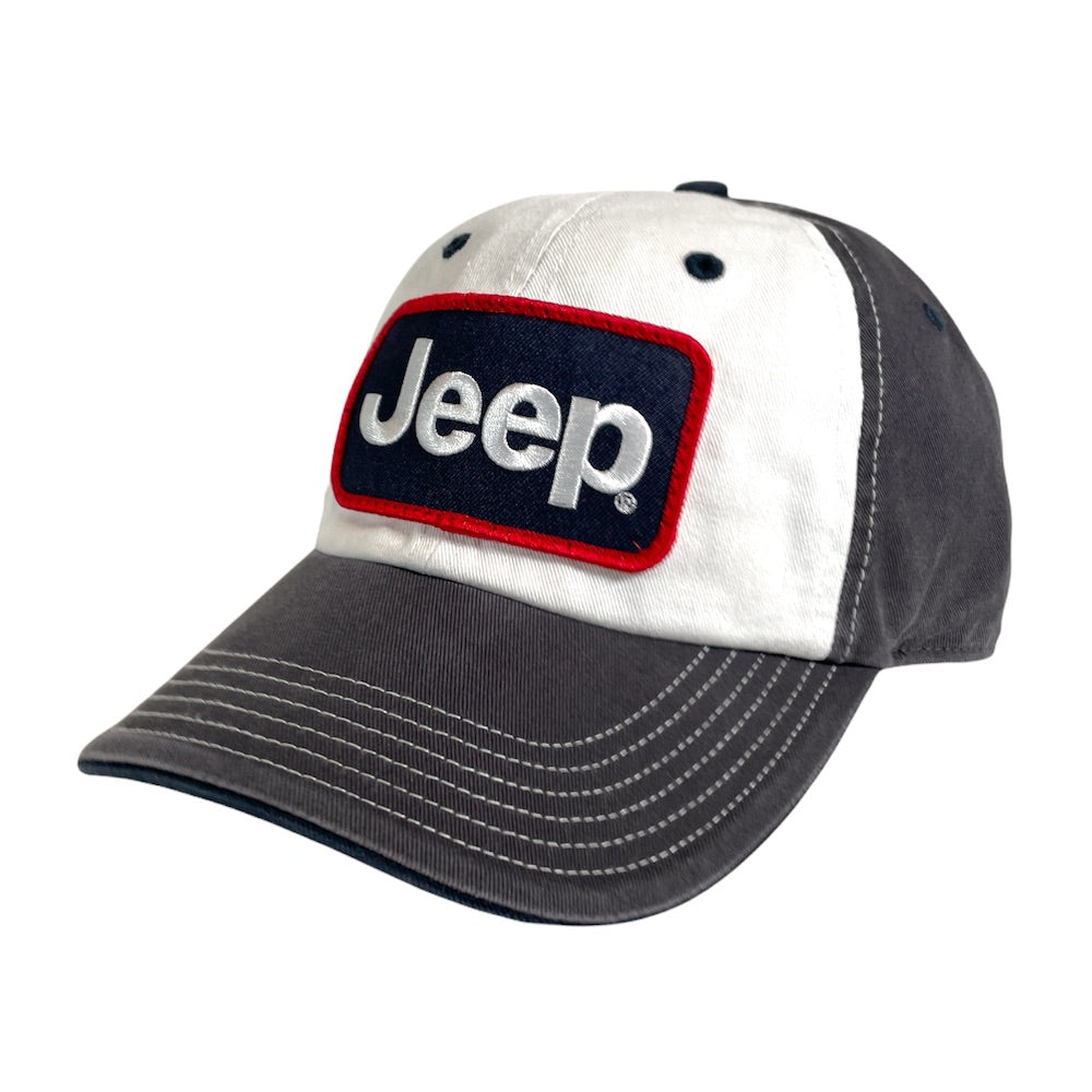 Hat - Jeep Chino Twill Patch - White/Charcoal/Navy