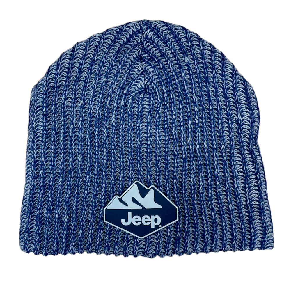 Hat - Jeep Knit Patch Hat Range - Blue Marled