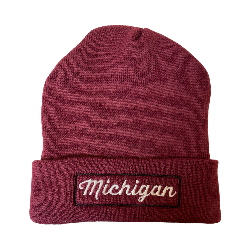 Hat - Michigan Script Flip Knit