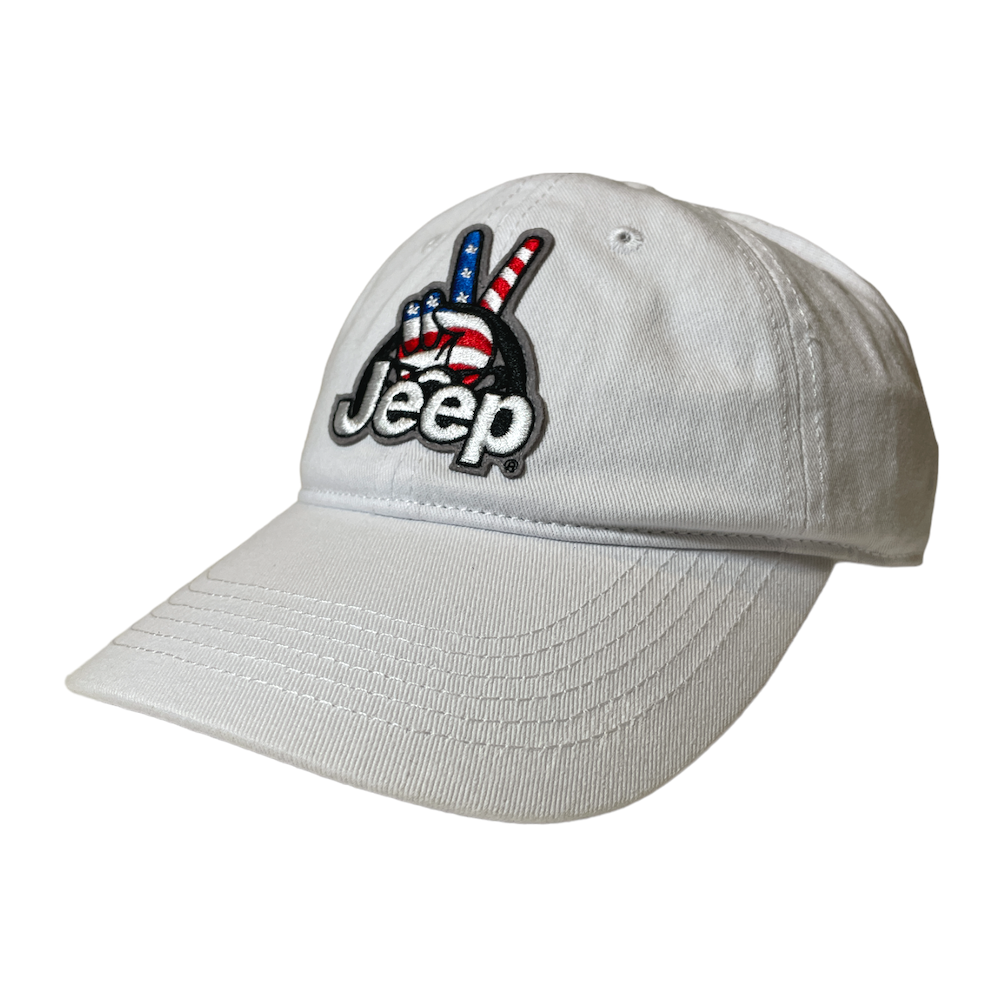 Hat - Jeep Wave USA Chino Twill Patch Hat - White