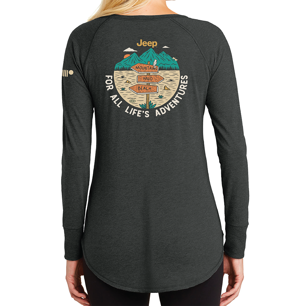 Ladies Jeep® For All Life's Adventures Long Sleeve Tunic T-shirt - Heather Black