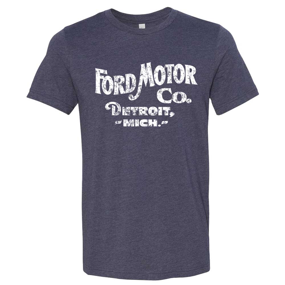 Mens Ford Distressed 1903 Text - Triblend Heather Navy