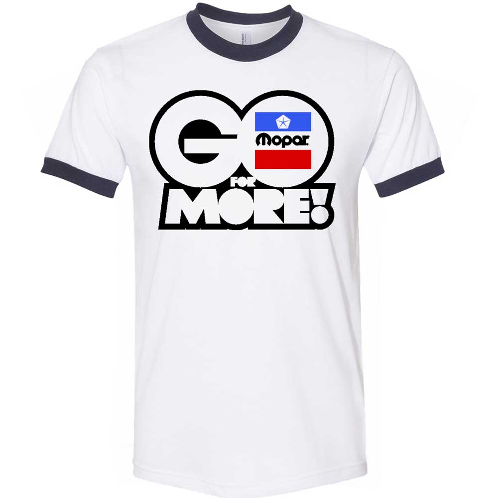 Mens Mopar Go For More T-shirt (White/Navy Ringer)