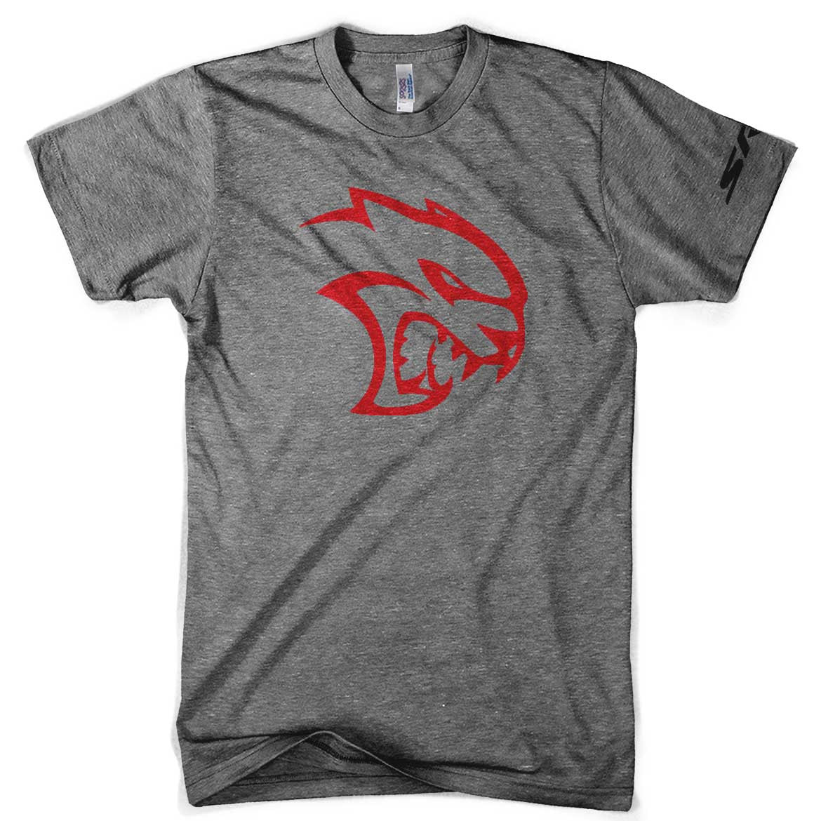Mens Triblend Dodge SRT Hellcat Red Logo T-shirt (Grey) | Detroit Shirt Co.