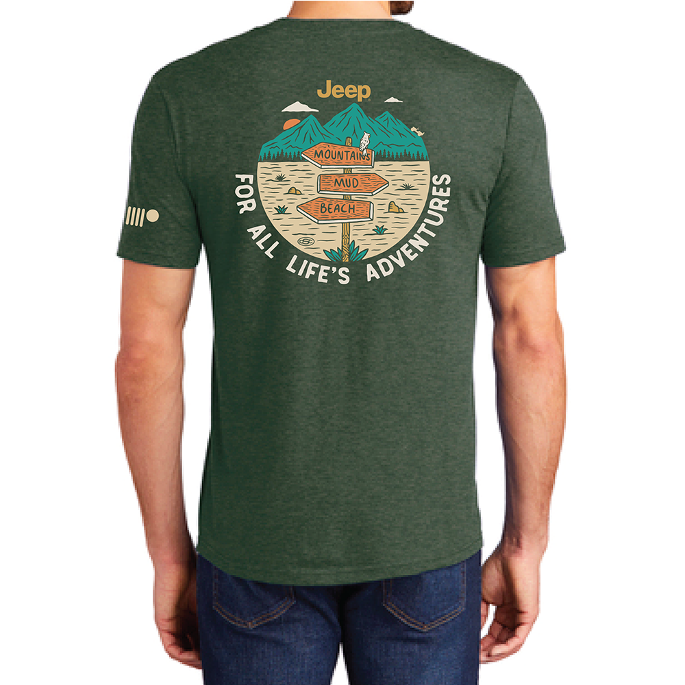 Mens Jeep® For All Life's Adventures T-Shirt - Heather Forest Green