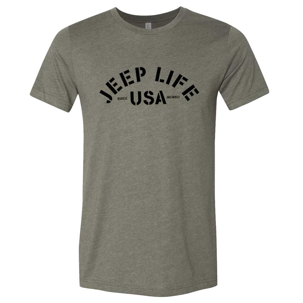 Mens Jeep® Life USA T-Shirt - Heather Military Green