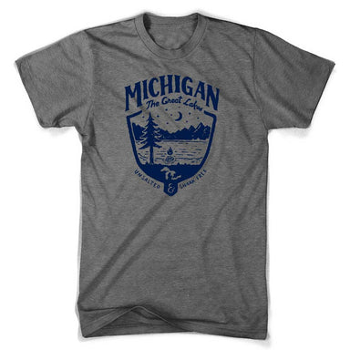 Mens Triblend Michigan Shield T-shirt (Grey) | Detroit Shirt Co.