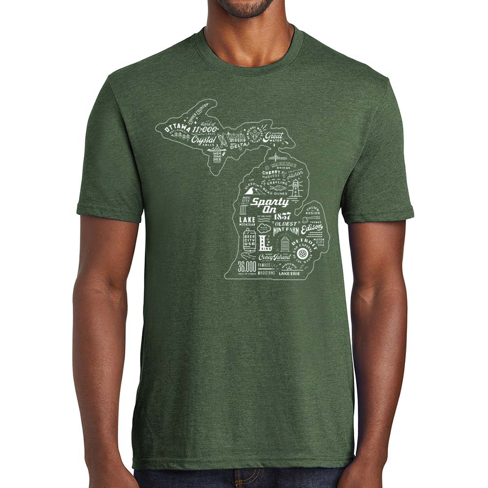 Mens Michigan Places T-shirt (Deep Green)