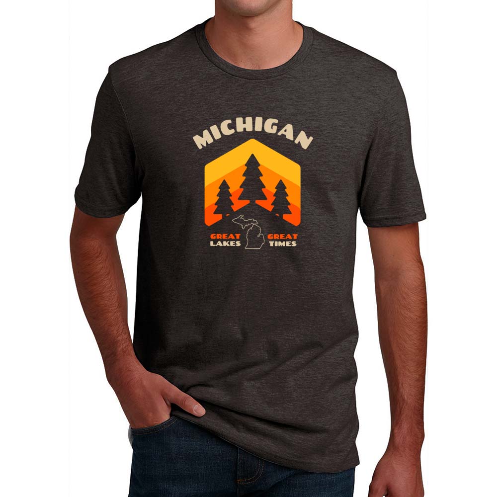 Mens Michigan Pines T-shirt (Heather Brown)