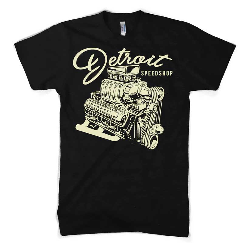 Mens Detroit Speed Shop Rocket T-shirt (Black)