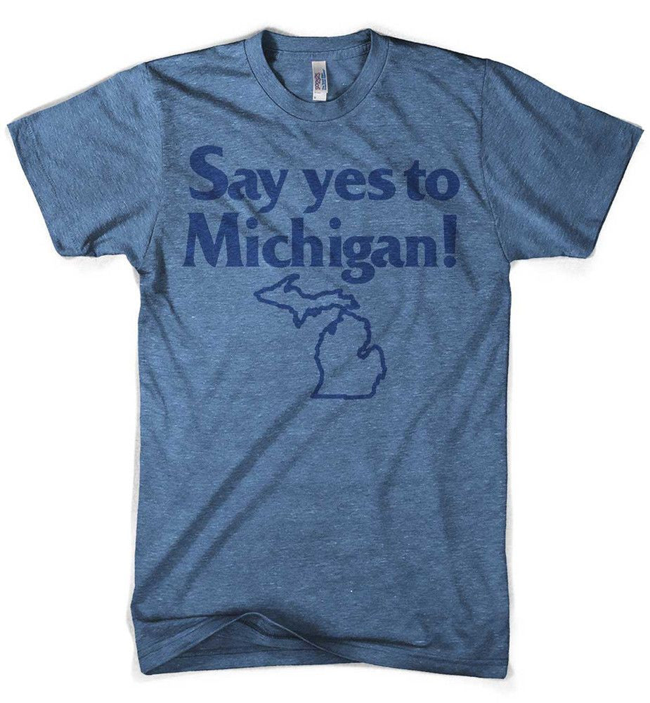 Mens Say Yes to Michigan T-shirt (Heather Blue) | Detroit Shirt Co.