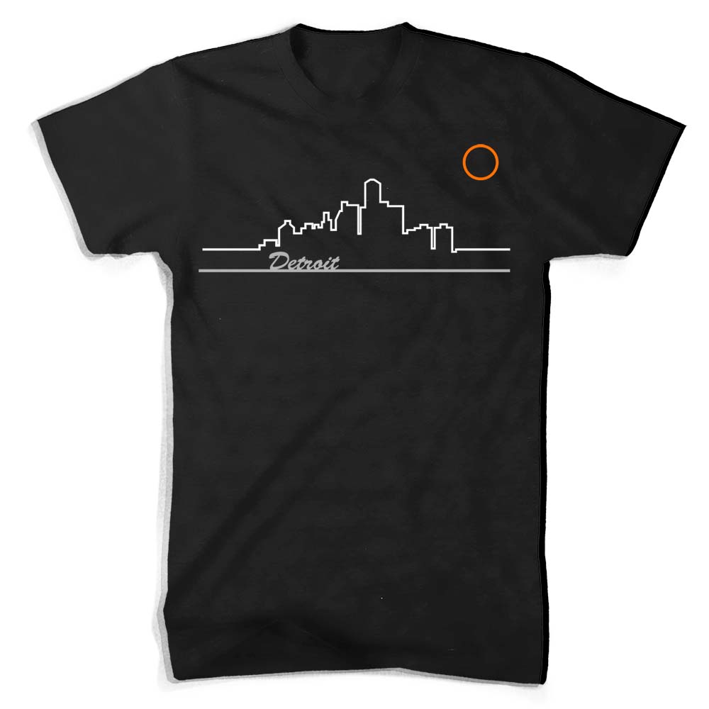 Mens Detroit Skyline T-shirt (Triblend Black)