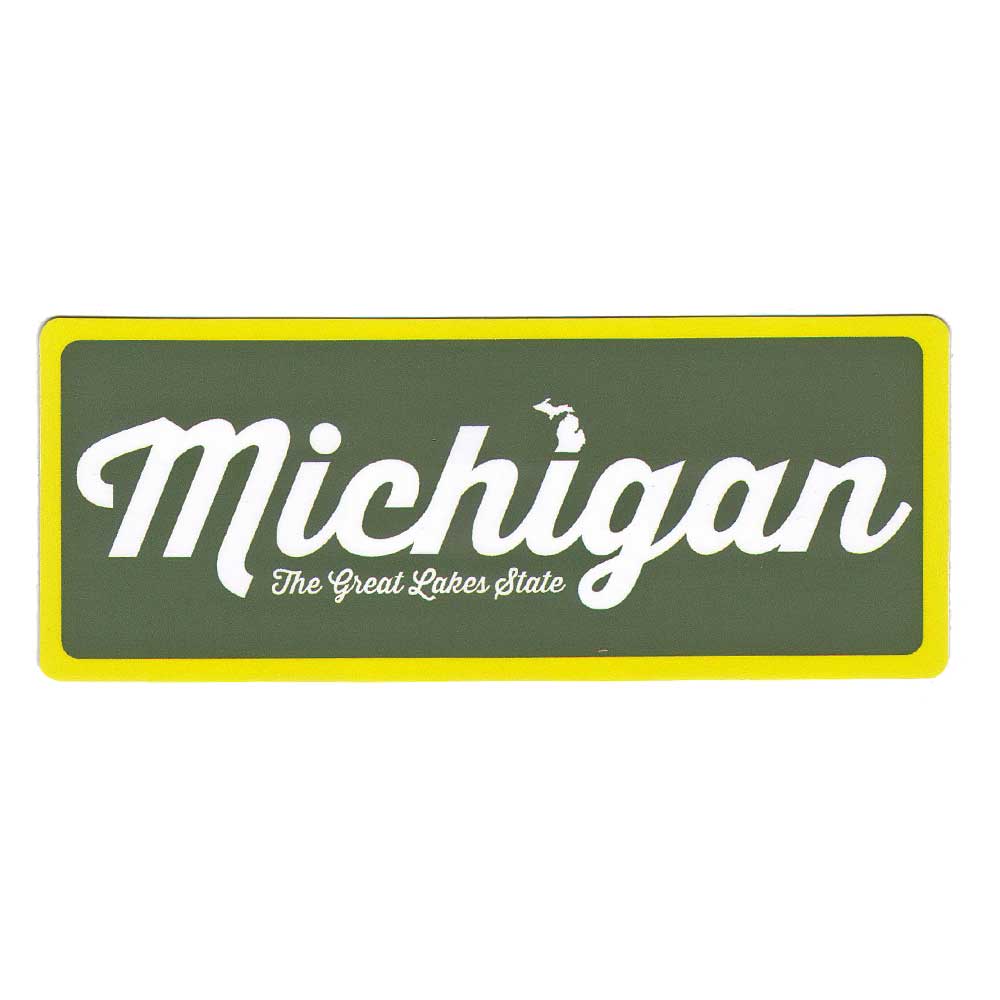 Sticker - Michigan Script Green/Yellow