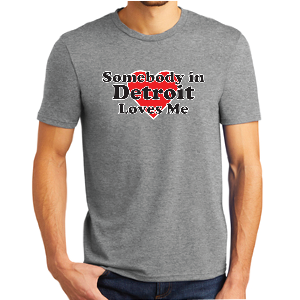 Mens Somebody in Detroit Loves Me T-shirt - Grey Triblend
