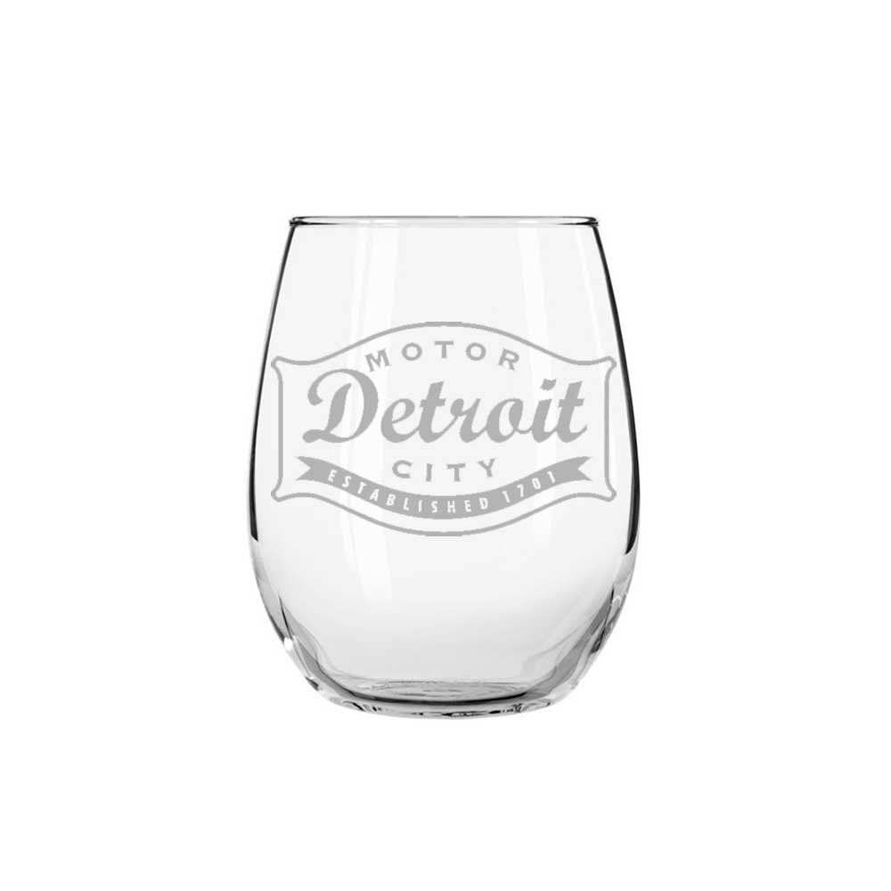 Wine Glass - Detroit Buckle-Glassware-Detroit Shirt Company