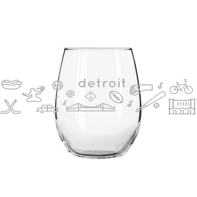 Wine Glass - Detroit Icons - Detroit Shirt CompanyDetroit Shirt CompanyDrinkware (Accessories)