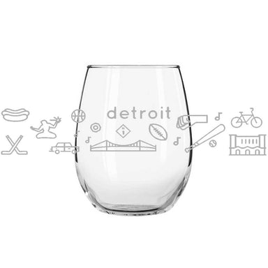 Wine Glass - Detroit Icons-Glassware-Detroit Shirt Company