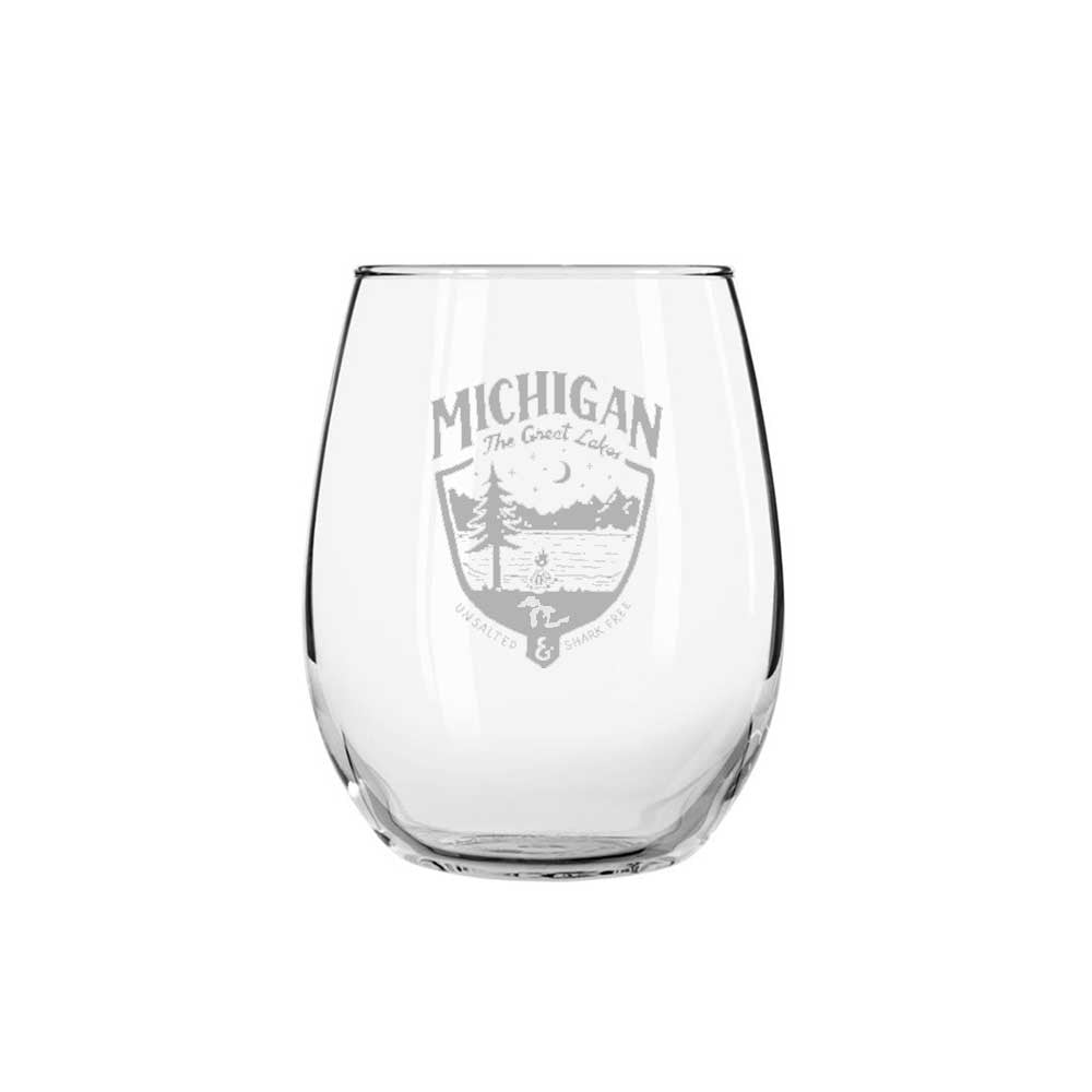Wine Glass - Michigan Shield-Glassware-Detroit Shirt Company