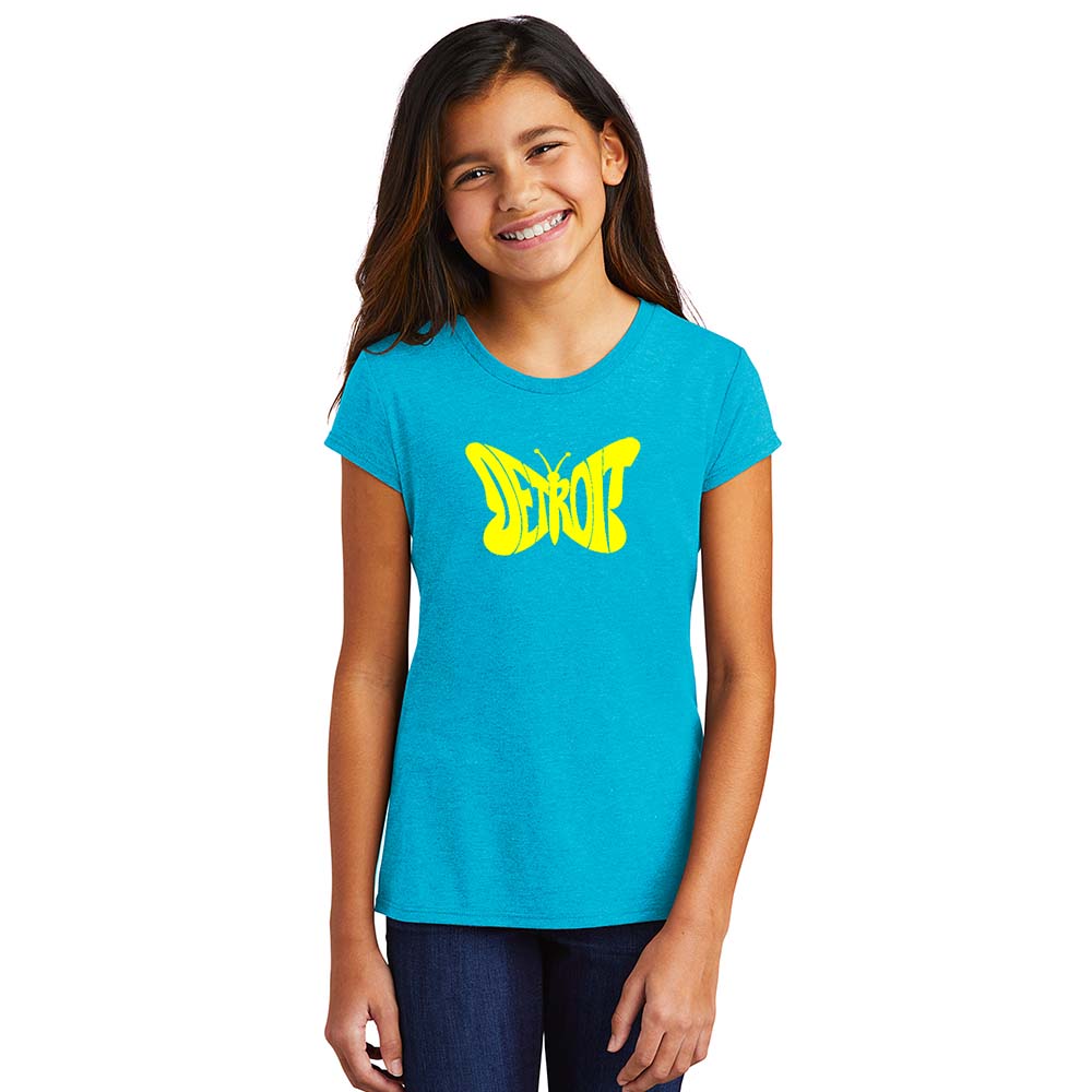 Youth Girls - Detroit Butterfly T-shirt - Turquoise Heather