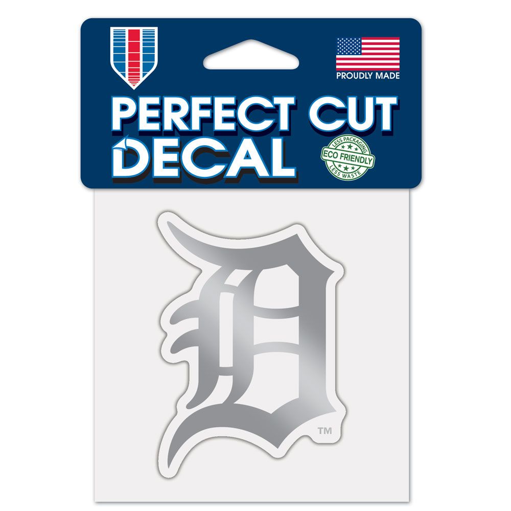 Detroit Tigers - 4" Metallic Silver Logo Decal
