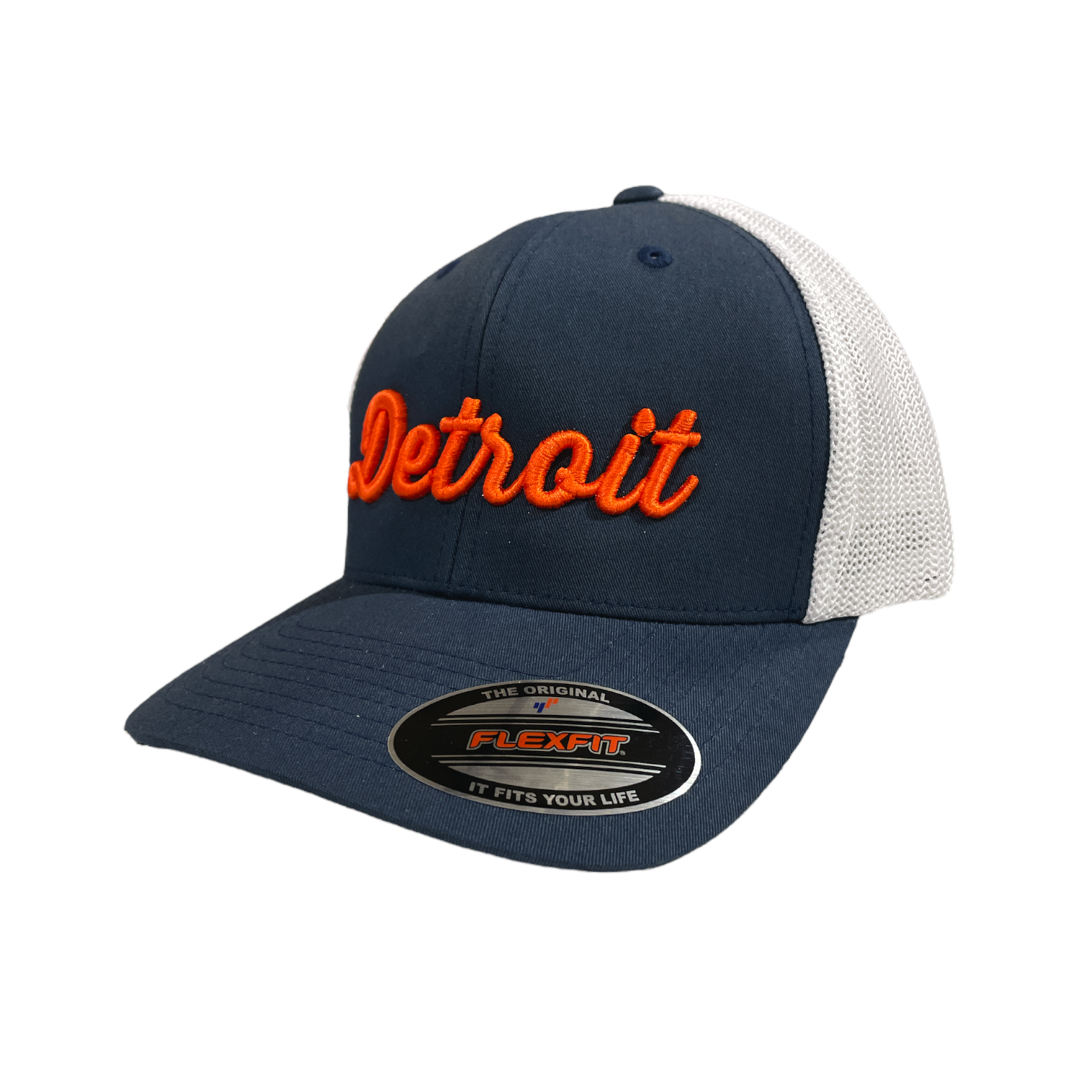 Hat - Detroit Thirsty Orange Flexfit - Navy/White