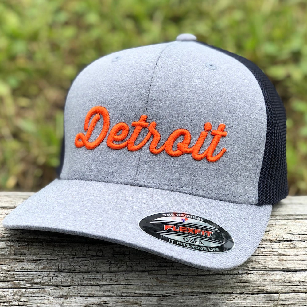 Hat - Detroit Thirsty Orange Flexfit - Heather Grey/Navy — Detroit Shirt  Company