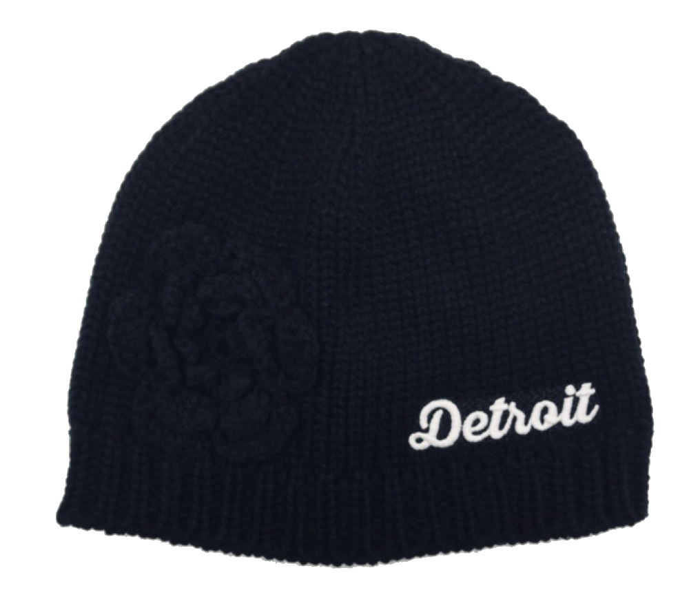 Hat - Detroit Thirsty Knit with flower - Black