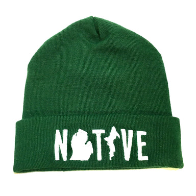 Hat - Michigan NATIVE Flip Knit - Green-Hats-Detroit Shirt Company